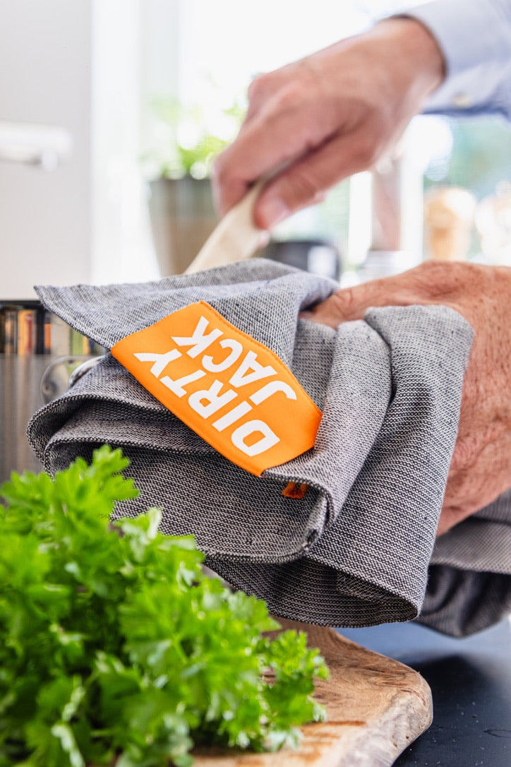 DIRTY JACK Kookdoek | Charcoal - Orange label