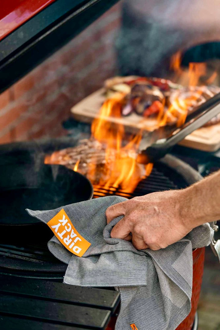 DIRTY JACK Kookdoek | Charcoal - Orange label