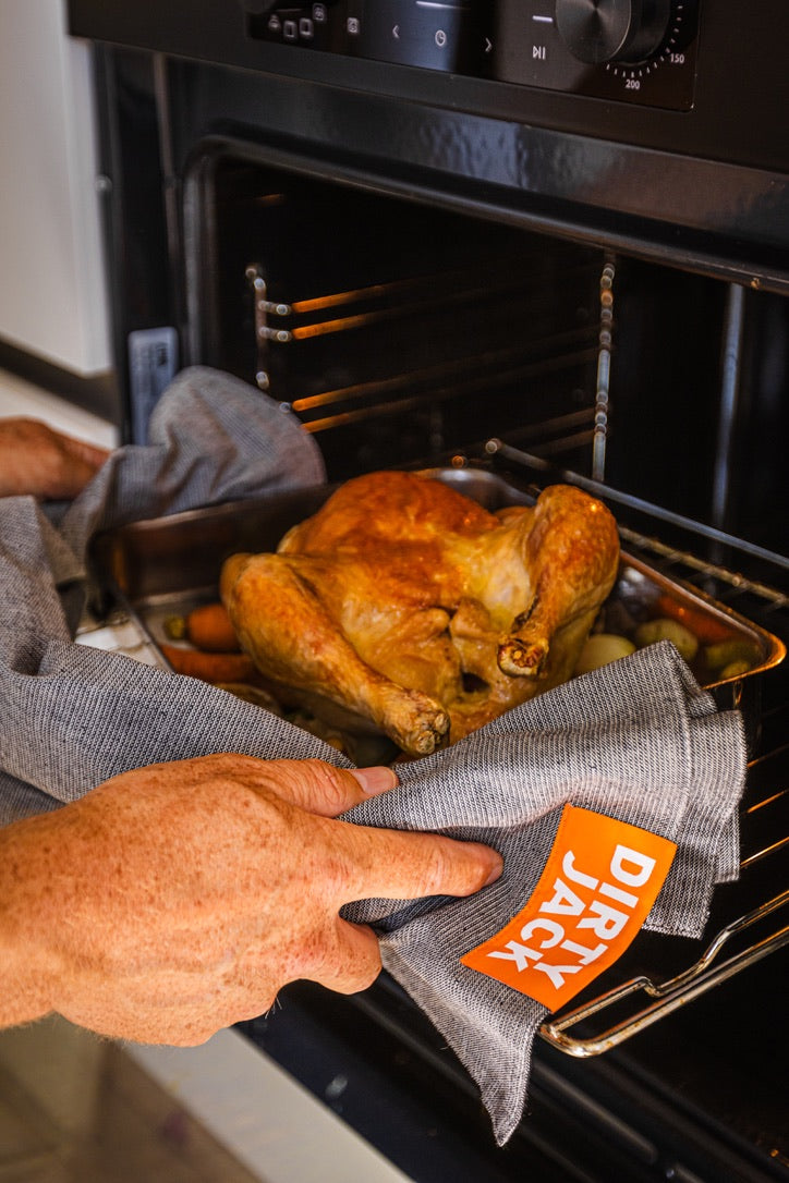 DIRTY JACK Kookdoek | Charcoal - Orange label